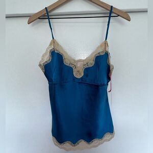 NWT Gold Hawk Lace Trim Silk Camisole Medium